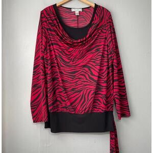 Simonton Says Size Large Red Black Zebra Print Blouson Top Whimsigoth Mobwife